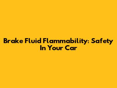 Brake Fluid Flammability: Safety In Your Car